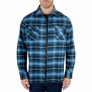 Jachs Shacket Flannel Shirt Warm Thicker Weight Blue Black Plaid Men Size XLarge